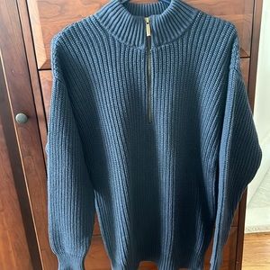 Castaway Nantucket Island blue quarter zip ribbed sweater size small